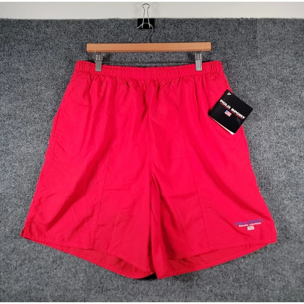 Vintage Polo Sport Ralph Lauren Swim Trunks Mens XXL Red Shorts Mesh Lined NWT